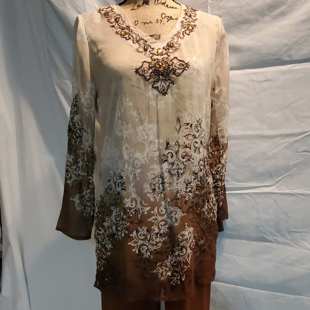 Chico's embellished shirt/tunic